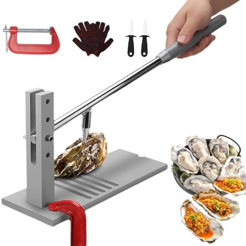 Hachoir à huîtres manuel réglable en hauteur avec couteaux et gants, kit ouvre-palourdes en acier inoxydable pour une utilisation professionnelle dans les restaurants et les hôtels