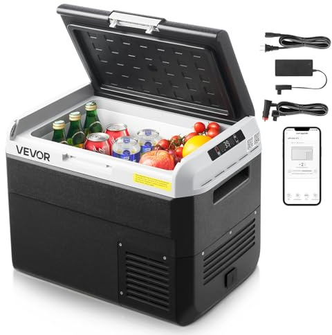 VEVOR Glacière Électrique 30 L, Réfrigérateur Portable Voiture et Maison 12/24 V CC et 100-240 V CA, pour Camping Voyage Plage Pêche, Mini Frigo à Compression, Température Réglable -20 °C à 20 °C
