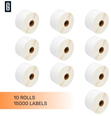 GROF Mehrzweck/Barcode Thermoetiketten 57x32mm 10 Rollen 15000 Etiketten | Selbstklebend kompatibel mit Zebra GK420d/GX420d/TLP2844 & Munbyn RW402B/RW403B/ITPP941, auch Rollo - Lager, Regal, Adressen