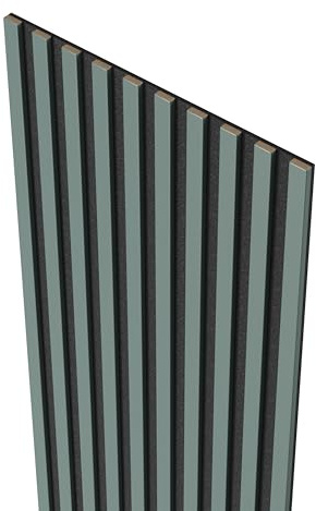 MEBANO Panneaux Acoustiques MDF 2x (26,5x240 cm) Vert Olive sur Plaque Noire – Lamelles Murales Acoustiques Modernes