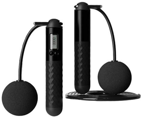 Corde à Sauter Intelligente avec Compteur, Corde à Sauter sans Fil Réglable, Corde à sauter sans corde, Corde a Sauter Fitness Homme Femmes Enfants, Crossfit Équipement d'Entraînement (A+Balles)