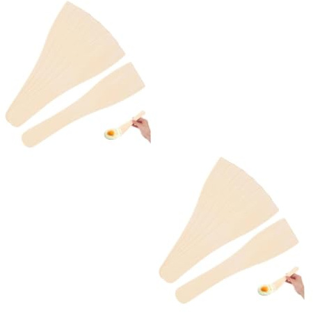 Veemoon 12 Pièces Lot de Spatules Bois Non Adhésives Petites Raclettes Bois Naturel Ustensiles de Cuisine Sûrs pour Poêles Antiadhésives pour Cuisson Délicate