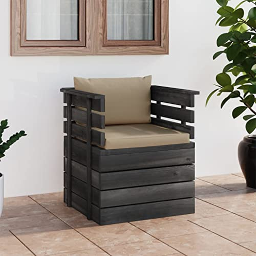 QZZCED Gartensofa aus Paletten aus Kiefernholz mit gepolsterten Kissen, modulares Design für den Außenbereich und Relaxbereiche, 3-teiliges Set für Terrasse oder Hof