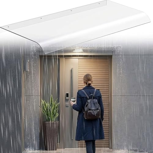 Marquesina Puerta Exterior Lluvia Policarbonato Transparente, Tejadillo Proteccion Lluvia, Techos para Terrazas Exteriores, Toldos Exterior Terraza, Vierteaguas Puerta Jardin Ventanas PVC