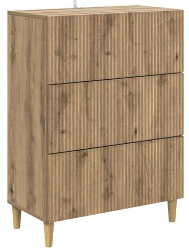 Nusvialune Lådskåp Artisan-ek av trämaterial 66 x 34,5 x 90 cm med 3 lådor, mångsidigt förvaringsutrymme för vardagsrum, kontor och hall, praktiskt och robust