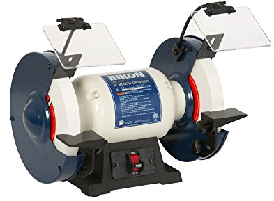 RIKON Professional Power Tools, 80-805, 8â€ Slow Speed Bench Grinder, Powerful Shop Table Tool, Perfect for Sharpening, With Anti-Vibration Rubber Feet
