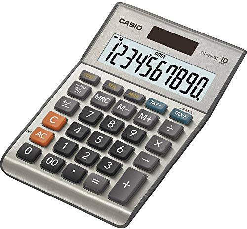 Casio MS-100 BM Skrivbordsräknare, Silver, 14.7 x 10.3 x 2.9 cm