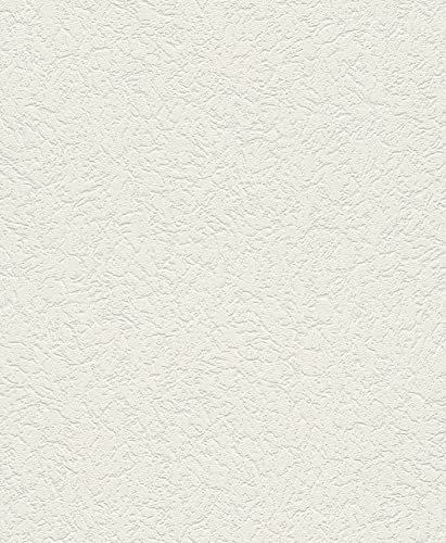 Rasch WTD 340914 - Carta da parati bianca con struttura in rilievo e effetto intonaco, 10,05 m x 0,53 m (lunghezza x larghezza)