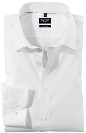 OLYMP Herren Businesshemd Langarm No.Six,Einfarbig,super Slim,Urban Kent,Weiss 00,42