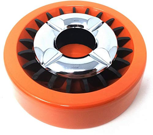 Starlet24 – Cenicero de apagado rápido para exteriores, antiviento, metálico, estable, redondo, plano, metal, naranja