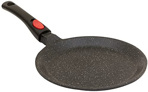 Kamberg Sartén para crepes 24 cm, mango extraíble, aluminio fundido, revestimiento piedra antiadherente, todos los incendios, incluida la inducción, sin PFOA