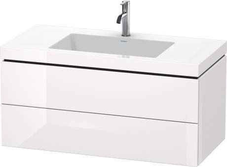 Duravit L-Cube Meuble Lave-Mains c-collée avec Base Murale, 100x48 cm, 2 tiroirs, sans trop-Plein, sans Trou de Robinet, Coloris: Laque Noire Brillante - LC6928N4040