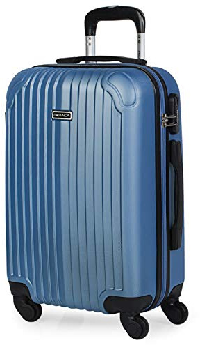 ITACA - Vagn resväska, 50 cm, hytt, ABS. Handbagage. Stel och lätt. Teleskophandtag, 2 handtag och 4 hjul. Lågprisflyg Ryanair Vueling, Blå Safir