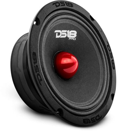 DS18 PRO-GM6.4B - Altoparlante Midrange da 16,5 cm, in alluminio rosso, 480 W max, 4 Ohm, 1,5 pollici, Kapton VC, altoparlanti audio di qualità premium per sistema audio stereo auto o camion (1