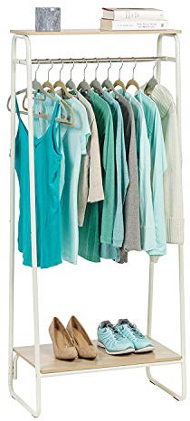 Iris Ohyama, Metallklädhängare / klädhängare med hyllor och hylla / klädhängare / klädhängare i metall, modern design, Vardagsrum sovrum - Metal Garment rack - PI-B2 - Vit