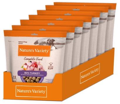 Nature's Variety - Freezed Dried - Comida liofilizada Completa para Perros Mini con Pavo - Caja de 7 x 120g - Total 840g