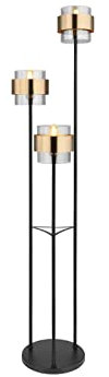 Globo 3-flammige LED Stehlampe mit Rauchglas und Messingringe, Ø43cm