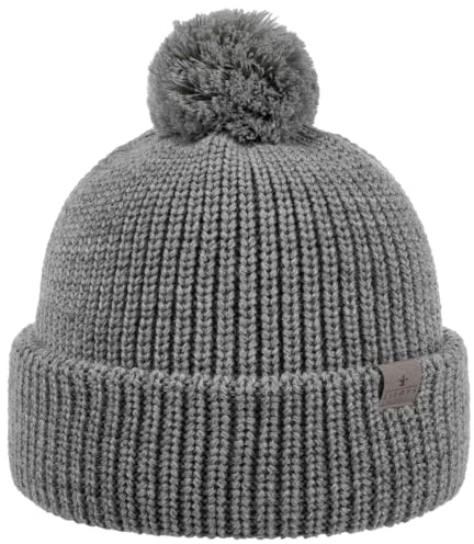 LIERYS Navigat Pudelmütze Damen Herren Strickmütze Made in Germany Bommelmütze aus Schurwolle Wollmütze mit Umschlag Herbst Winter