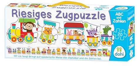 Puzzle Kinder Lernpuzzle 2in1 ABC/123 Zug Alphabet Zahlen 197 cm lang 20-TLG +3J