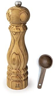 Peugeot Paris Olivier - Set regalo in legno di ulivo, con paletta in legno (22,5 cm, macinino sale con scoop)