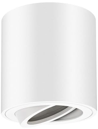 GeyouLux Round White Adjustable Surface Mounted Spotlight, GU10 230V, 600 Lumen, 8 x 8.4 cm, Indoor, Kitchen, Living Room, Dining Room