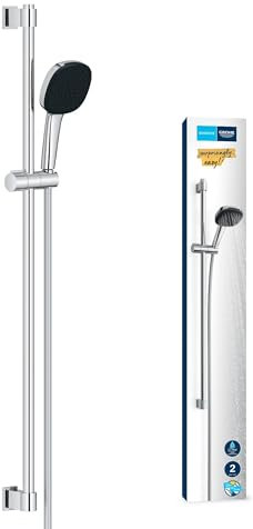 GROHE Vitalio Comfort 110 Conjunto de barra de ducha (ahorro de agua, 2 tipos de chorro, barra de ducha 900 mm, flexo de ducha 1750 mm), cuadrado, cromo 26930001