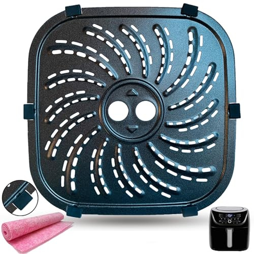 HEISENLIN 8QT Air Fryer Grill Pan for PowerXL Vortex Pro Air Fryer Plus, Premium Nonstick Air Fryer Crisper Tray Grill Plate Insert Grate Rack Grid Shelf for PowerXL 8QT Air Fryers, Dishwasher Safe