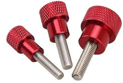 LWLSS Griffknopfbolzen M3 M4 M5 M6 M8 M10 Aluminiumlegierung + Rändelschraube aus Edelstahl, Griffschraube Rot (Color : 1PCS, Size : M4x10-D12x20)