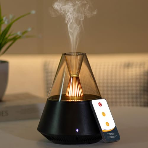Essential Oil Diffuser Electric Oil Diffuser Ultrasonic Cool Mist Aromatherapy Scented Oil Diffusers with Remote Control Auto Shut-off 7 LED Light for Home Office Gift -150ml Black