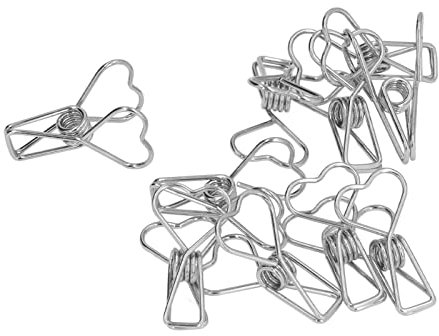 Emoshayoga Metallklammern aus Metall, Büroklammern, eleganter Stil, Büroaufbewahrungswerkzeuge, langlebige tragbare Chip-Clips für Taschen, kompakt und zuverlässig, silberfarben, 20 Stück