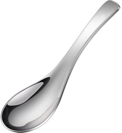 MeiyiZheng Premium 304 Edelstahl-Löffel, verdicktes, tiefes Design, ergonomischer Griff, hochglanzpoliert, spülmaschinenfest, vielseitig für Suppe, Reis, Congee, Dessert, perfekt für Erwachsene und