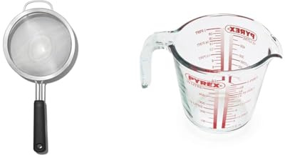 OXO Good Grips 20.3 cm Strainer & Pyrex Measuring Jug 500ml | Capacity 568ml / 20 Ounce | P586, Multicolor