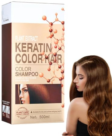 Hellbraunes Haarfarbshampoo – Natürliches Haarfärbeshampoo, 6-in-1-Haarfärbemittel Deckt Graues Haar Ab, Langanhaltendes Farbshampoo Für Männer Und Frauen, Hält 30 Tage, 500 Ml
