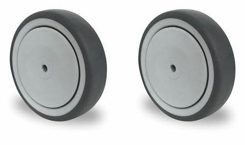 Abrollwerk 2er Set Einbaurad 125 mm inkl. Achse, Apparaterolle, T.P.E. Kugellager, Robuste leichtgängige Transportrollen Geräterollen Möbelrollen Industrierollen