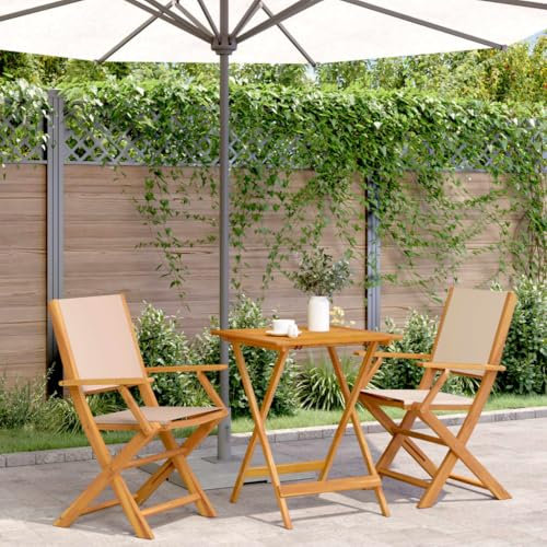 ZEYUAN 3-TLG. Bistro-Set Beige Stoff und Massivholz, Gartenset Tisch Und Stühle, Balkon Möbel Für Kleinen Balkon, Terrassenmöbel, Balkonset, Balkonmöbel, Möbelsets - 3281811