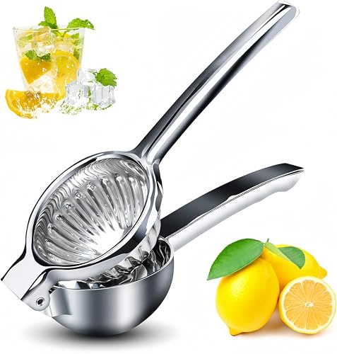Lemon Squeezer, Heavy Duty Handhelp Juicer for Lemon, Stainless Steel Hand Press Citrus Juicer With Fruit Peeler, Lime Squeezer Bar Tool, Manual Citrus Press- Lemon Press Metal Juicer Manual Juicer