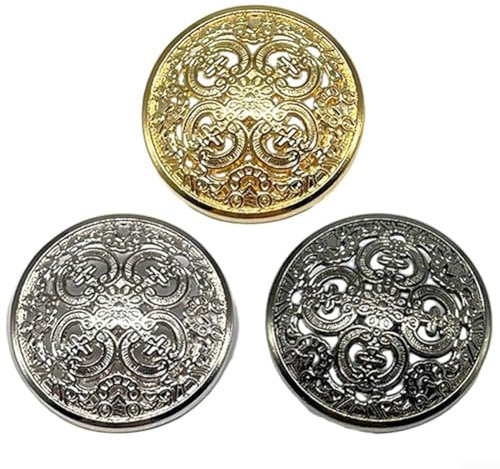 Crafts Friendly Metallknopf-Set für Kleidungsdesign, rund, hohl, 15 mm, Schwarz, 10 Stück