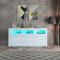 LED Sideboard Cabinet, High Gloss Sideboard Display Cabinet, 2 Door, 3 Drawers and 3 Open Shelves, Modern Cupboard Storage Unit for Kitchen Living Room Dining Room Hallway 160 * 35 * 72CM White
