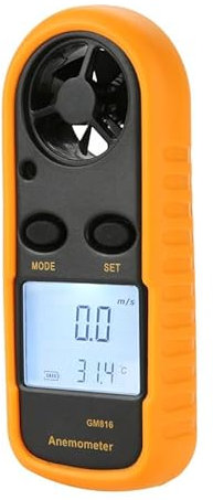DewinLVD Anémomètre Portable, Anémomètre Numérique 0-30m/s Mesure de la Vitesse du vent Moyenne Maximale Temps réel Anémomètre avec Thermomètre Wind Speed Meter pour la Planche à Voile Pêche Drone