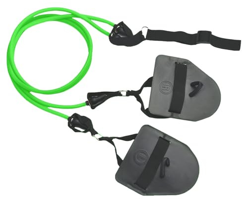 Schwimmtrainer Training Equiptment Dry Land Cord Zugseil,Trx, 2in1 Zugseil Schwimmtraining Widerstandsbänder und Paddles fürs Armzug-Training, Krafttraining (D, 19x16x7cm)