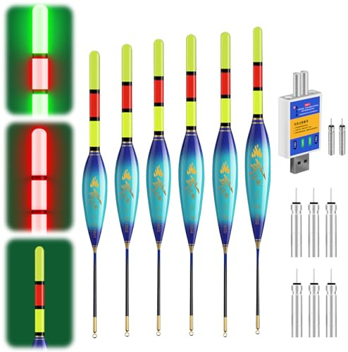 Set da pesca a LED con indicatore di morso, boa di pesce notturno doppio colore, luce Angel 4 g/5 g/6 g/7 g/8 g/9 g, capacità di carico incluso caricabatterie, accessori per la pesca per fiume e mare