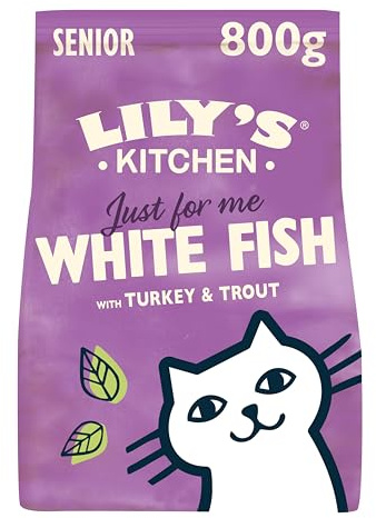 Lily's Kitchen Made with Natural Ingredients Mature Dry Cat Food White Fish with Turkey & Trout GrainFree Recipe 4 x 800g