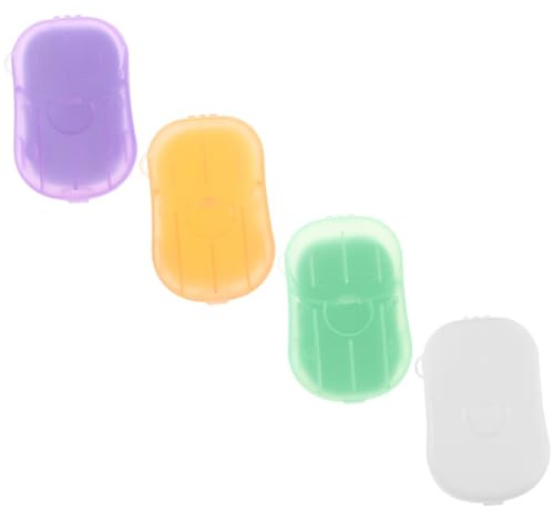 DECOMELODY 4 Cajas Cajas Hojas Jabón Portátil para Viaje y Camping Hojas de Jabón y Ligeras para Lavado de Manos Cuerpo y Ropa Exterior y Hotel Pack Práctico de Envases Color Color Aleatorio