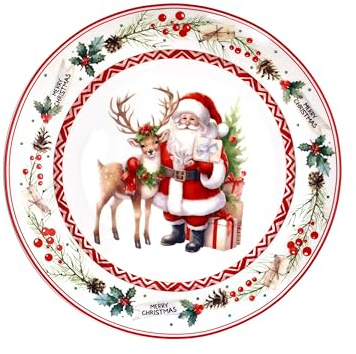 Tognana, Piatto Panettone Cm 30 Santa Claus, Porcellana, Multicolor