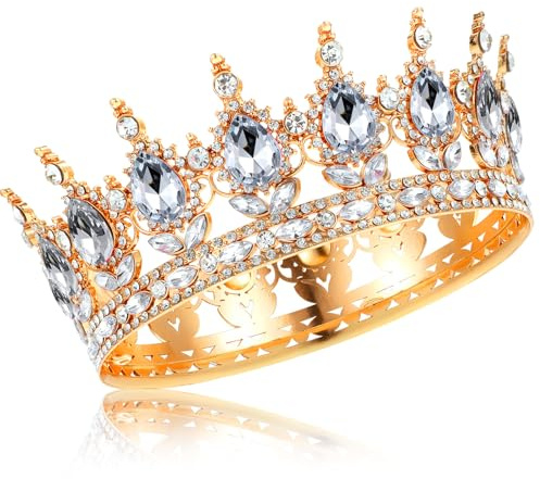 Volle Runde Mädchen Tiara,Damen Brautkrone Diadem,Vintage Tiara Krone für Frauen,Kristall Barock Tiaras Sparkly Strass Prinzessin Karneval Kopfschmuck Geburtstag Glitzernde Braut Diadem Haarschmuck