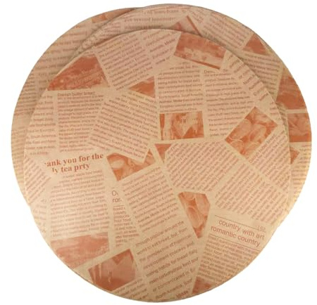 200 Stück Rundes Backpapier Zeitungsoptik Burger Papier Butterbrotpapier Brotpapier Wrap papier Backpapiers Bedruckt butterpapiers(30 * 30)
