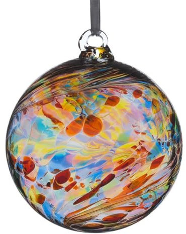 Sienna Glass 8cm Multi-Coloured Friendship Ball – Handcrafted Glass Ornament – Gift Boxed Hanging Decoration – Unique Handmade Keepsake for Birthdays, Home, Garden​