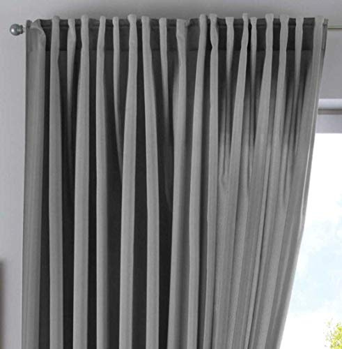 Gardin dolda slingor cationic JENA H x B 250 x 300 cm, grå, ogenomskinligt linneutseende gardin melerat gardinband med gardinomtag, 2019037