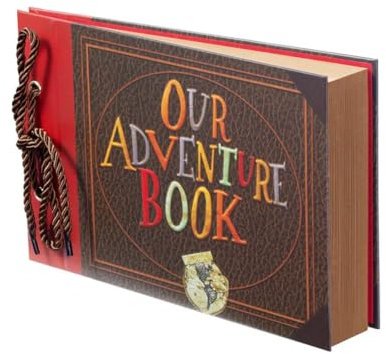 Scrapbook Photo Album, Our Adventure Book Scrapbook, Embossed Words Hard Cover Movie Up Travel Journal Scrap Book, Scrapbooking Gift for Couple, Anniversary, Wedding, Travelling, Baby Shower, etc
