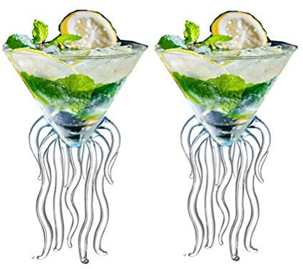 GAOGAO Octopus Martini Glass Creative Cocktail Drinkware Bar Goblet Tools (2 Transparent)